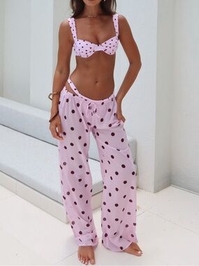 NWT White Fox Croatian Coast Pants Pink Polka Dot - Large